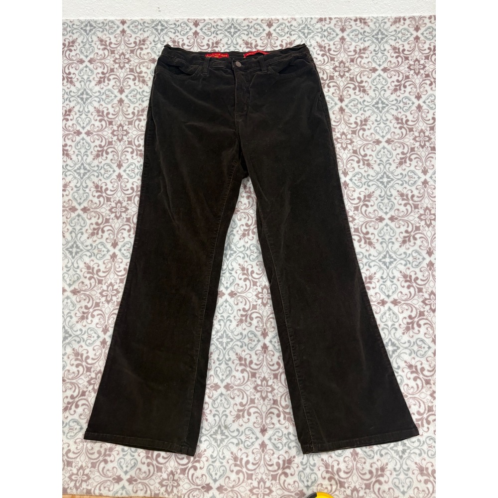 NYDJ Tummy Tuck Jeans Womens 12P Brown Corduroy Flare Leg Pants P600